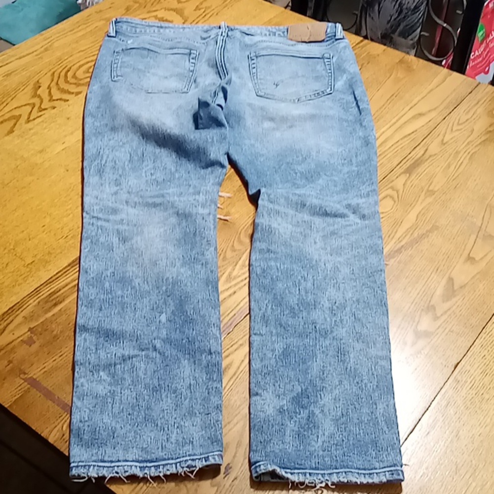 AMERICAN EAGLE JEANS Mens  36 x 32 BLUE SKINNY DENIM Pants Preowned - Picture 2 of 9